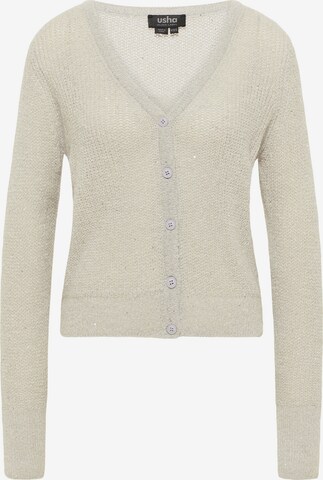 usha BLACK LABEL Knit Cardigan in Grey: front