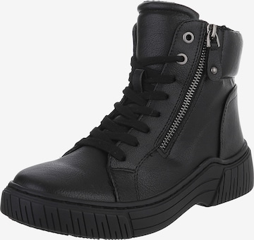 Ital-Design Lace-Up Ankle Boots in Black: front