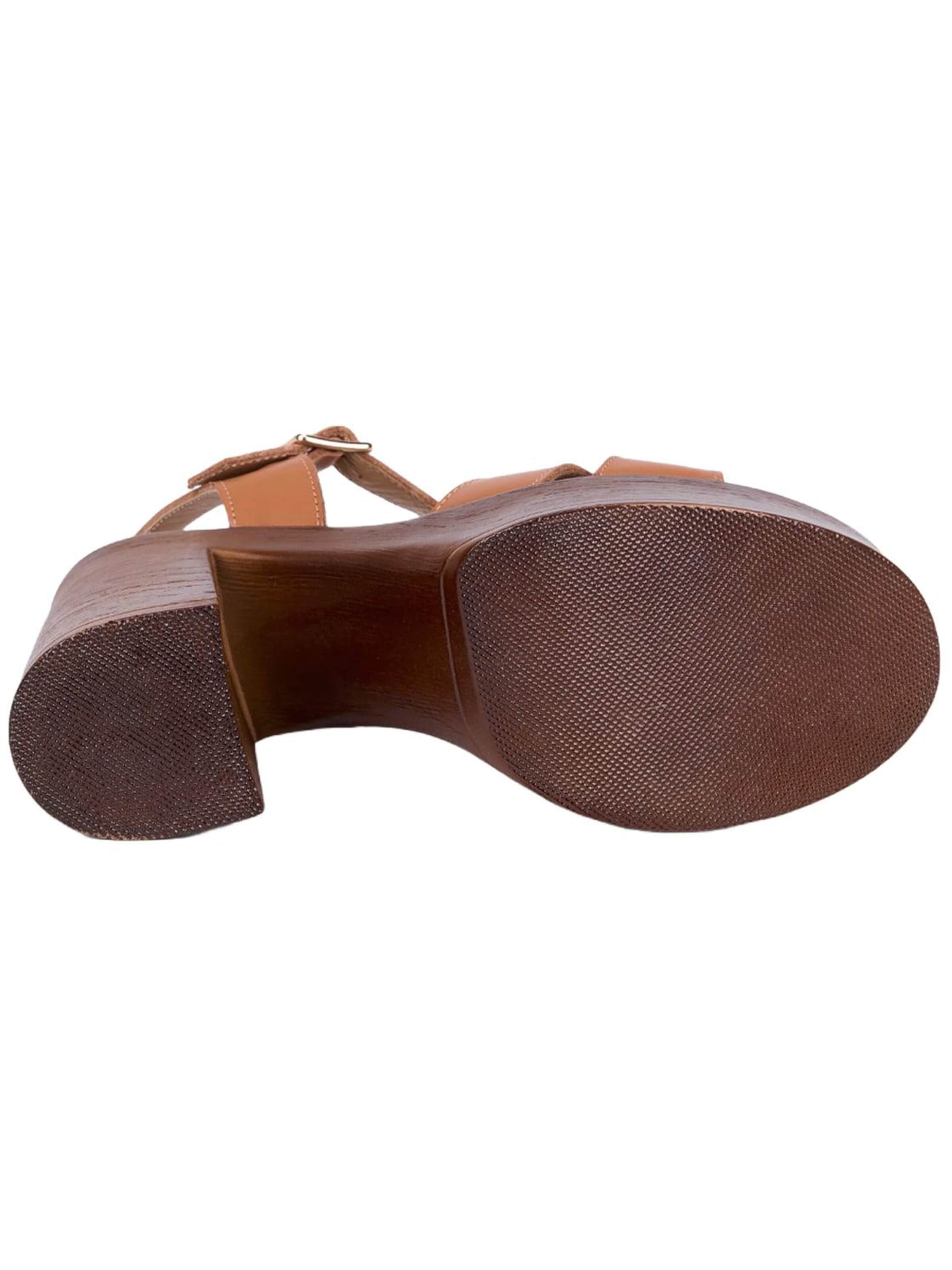 Desa - Sandalias con hebilla 'DESA Damen-Sandalen aus Leder mit hohem Blockabsatz' en marrón