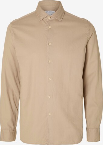 SELECTED HOMME Button Up Shirt in Beige: front