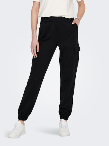 ONLY Tapered Cargo Pants 'Poptrash' in Black: front