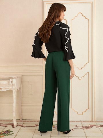 žalia love & roses Plačios klešnės Kelnės su kantu