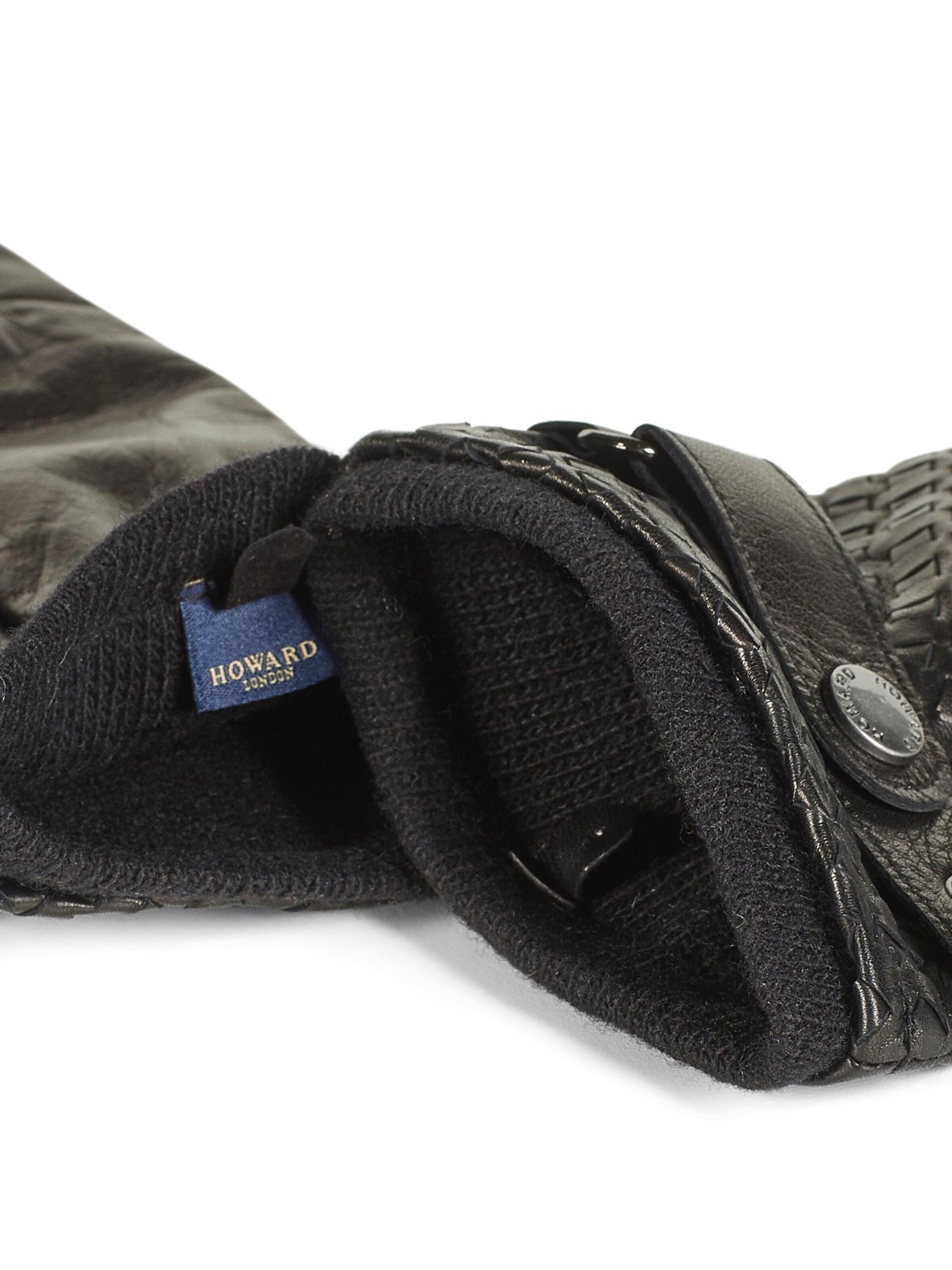 Howard London - Guantes con dedos 'Leather Braided Gloves Axel Black' en negro