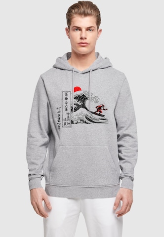 Merchcode Sweatshirt 'Hokusai - Santa Great Wave' in Grijs: voorkant