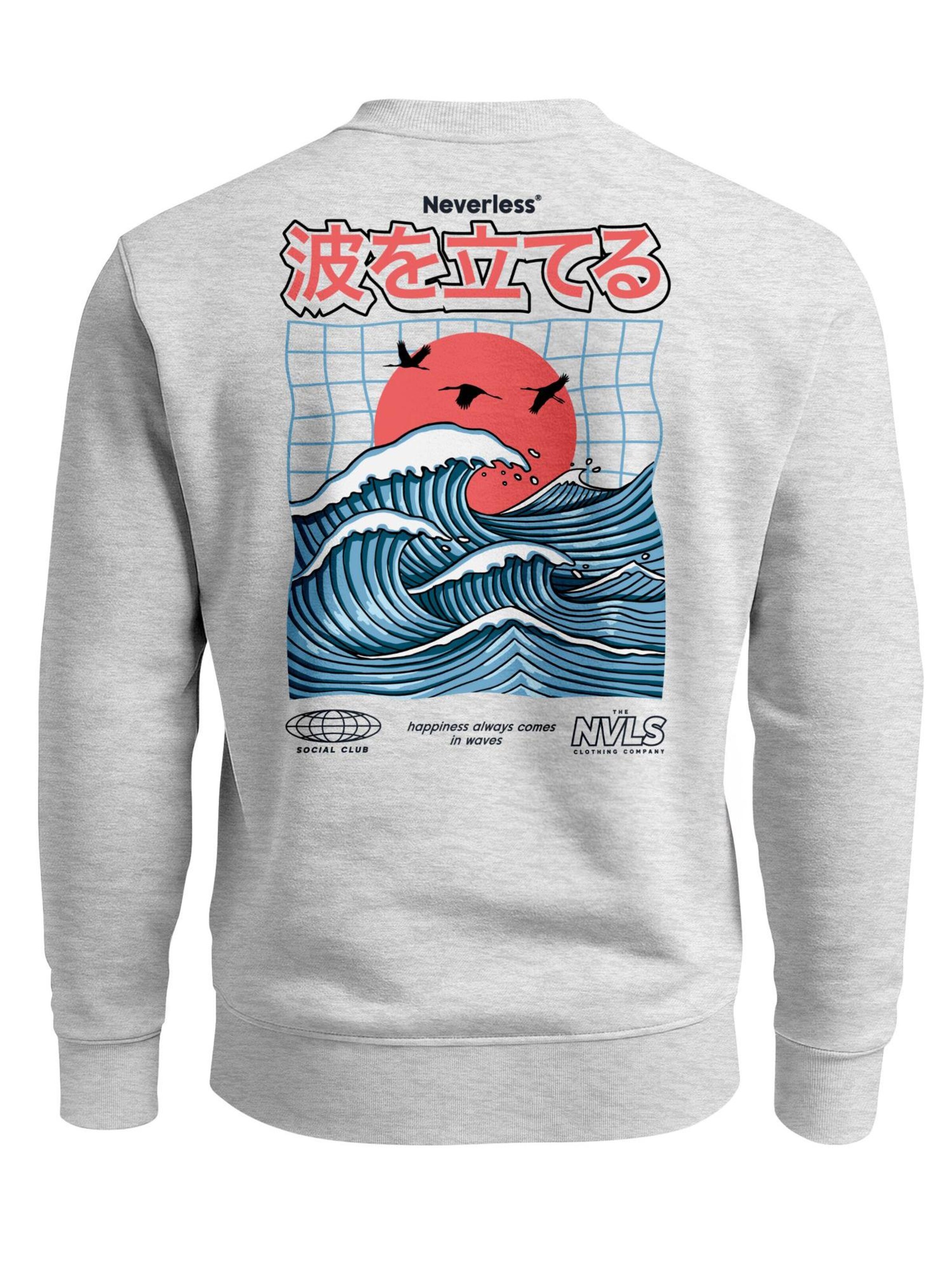 Neverless Sweatshirt 'Japan Wave' in Grey