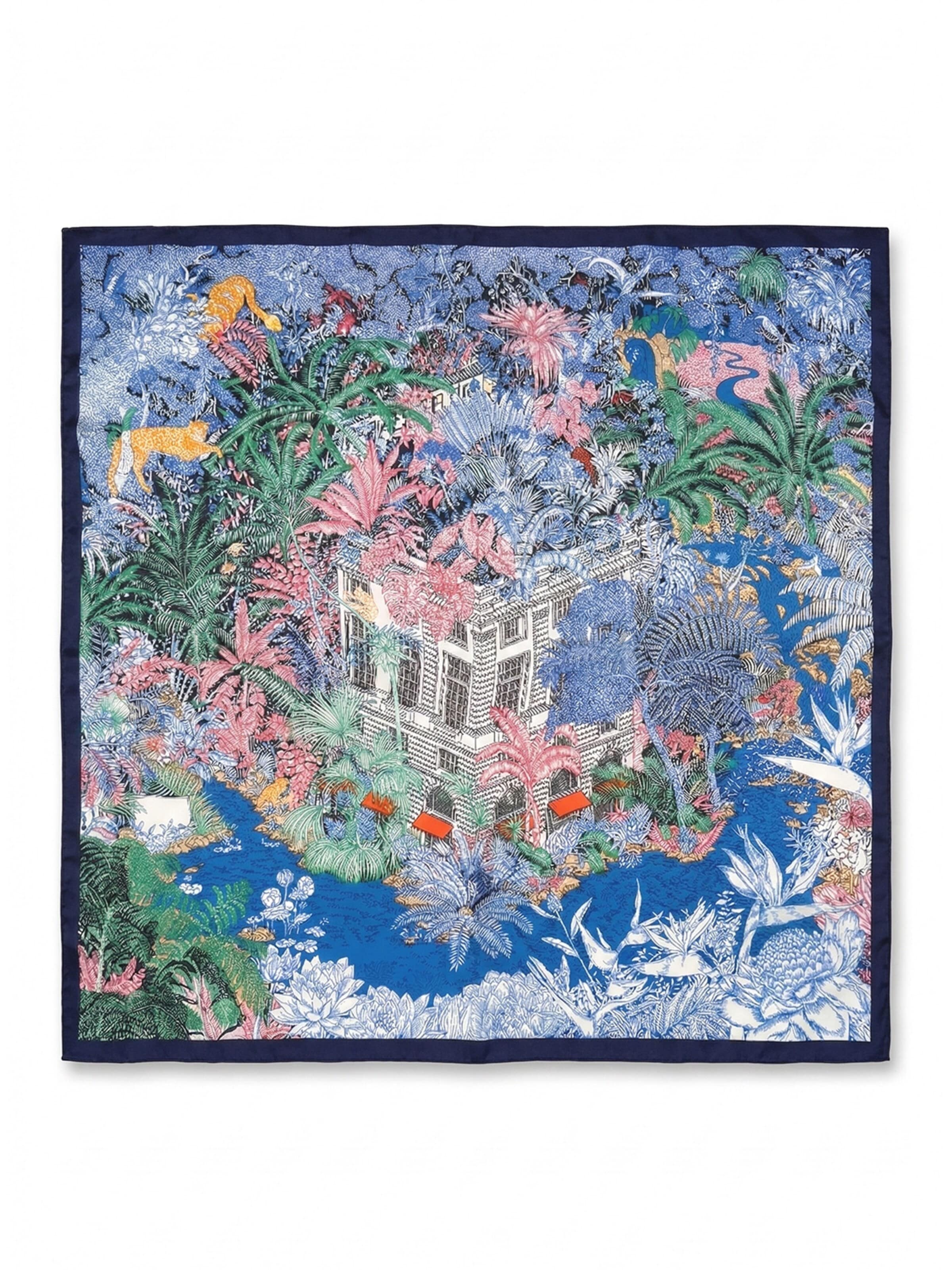 Vivi Idee Scarf 'Dschungel mit Villa' in Blue: front