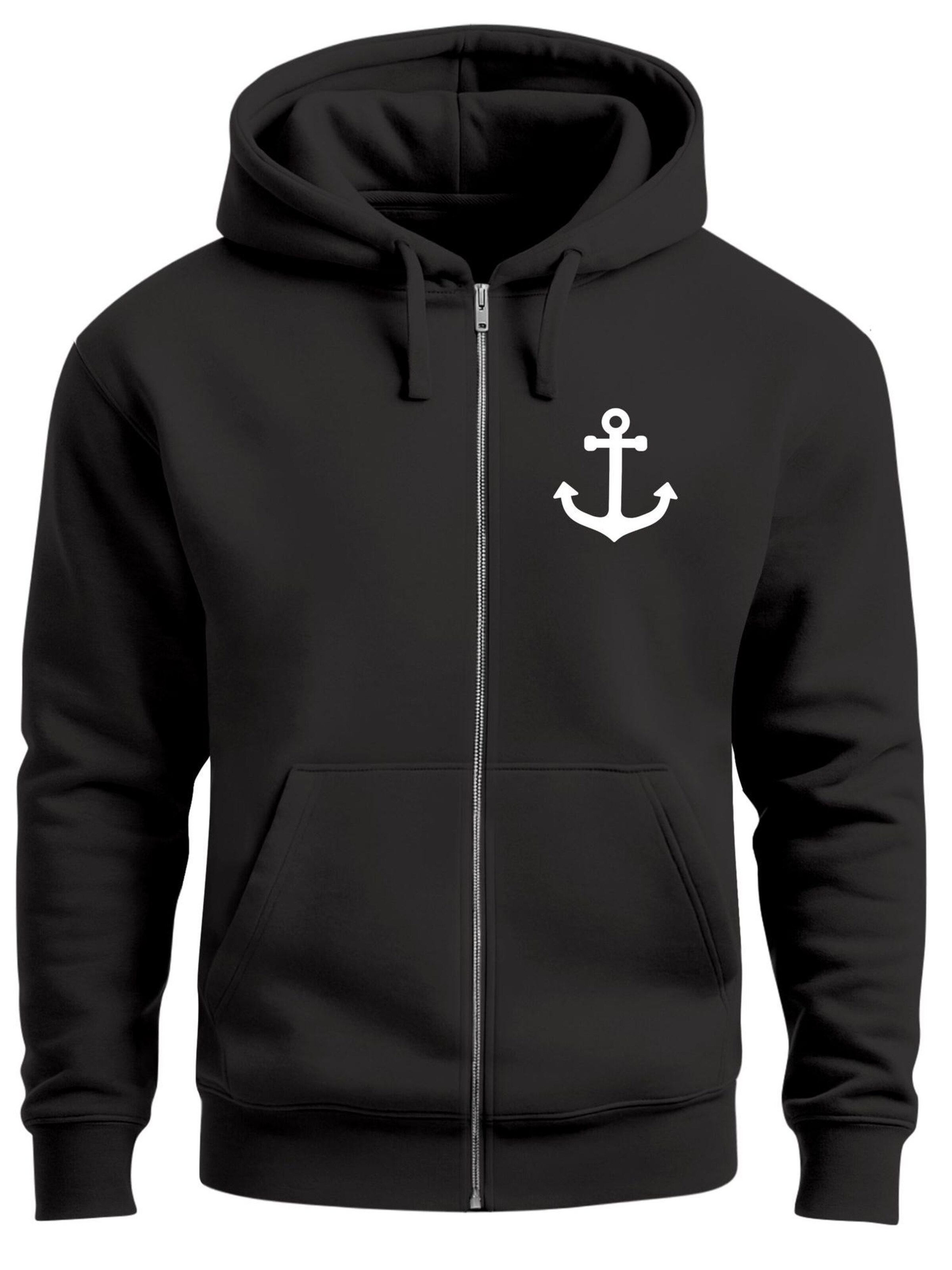 Neverless Sweatjacke 'Anker'‌‌‌‌ in Schwarz: Vorderseite