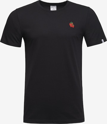Mikon T-Shirt 'Erdbeere' in Schwarz: predná strana