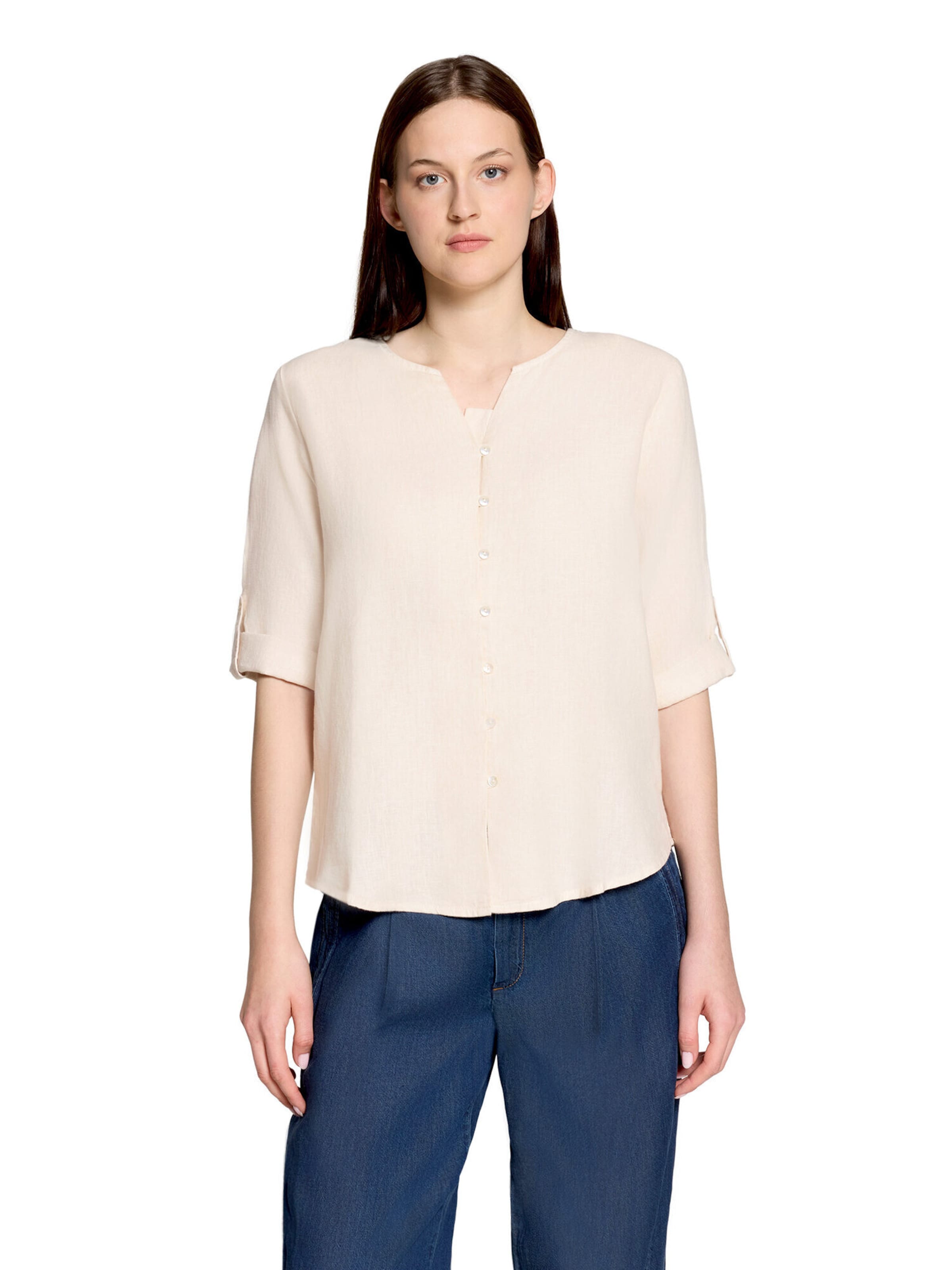 Cartoon Bluse in Beige: Vorderseite