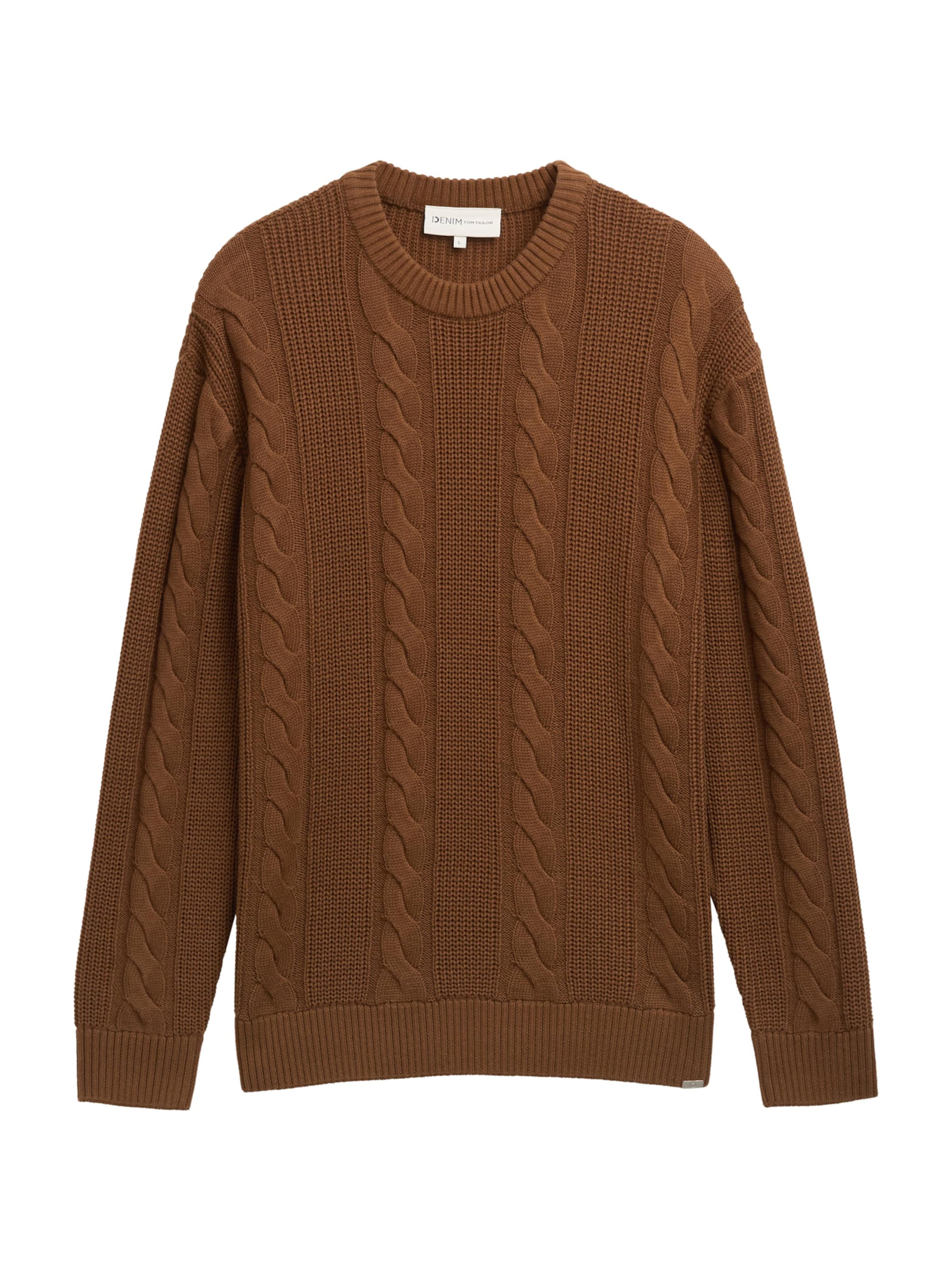 TOM TAILOR DENIM Sweater in Brown: front