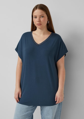 Sweat-shirt QS en bleu : devant