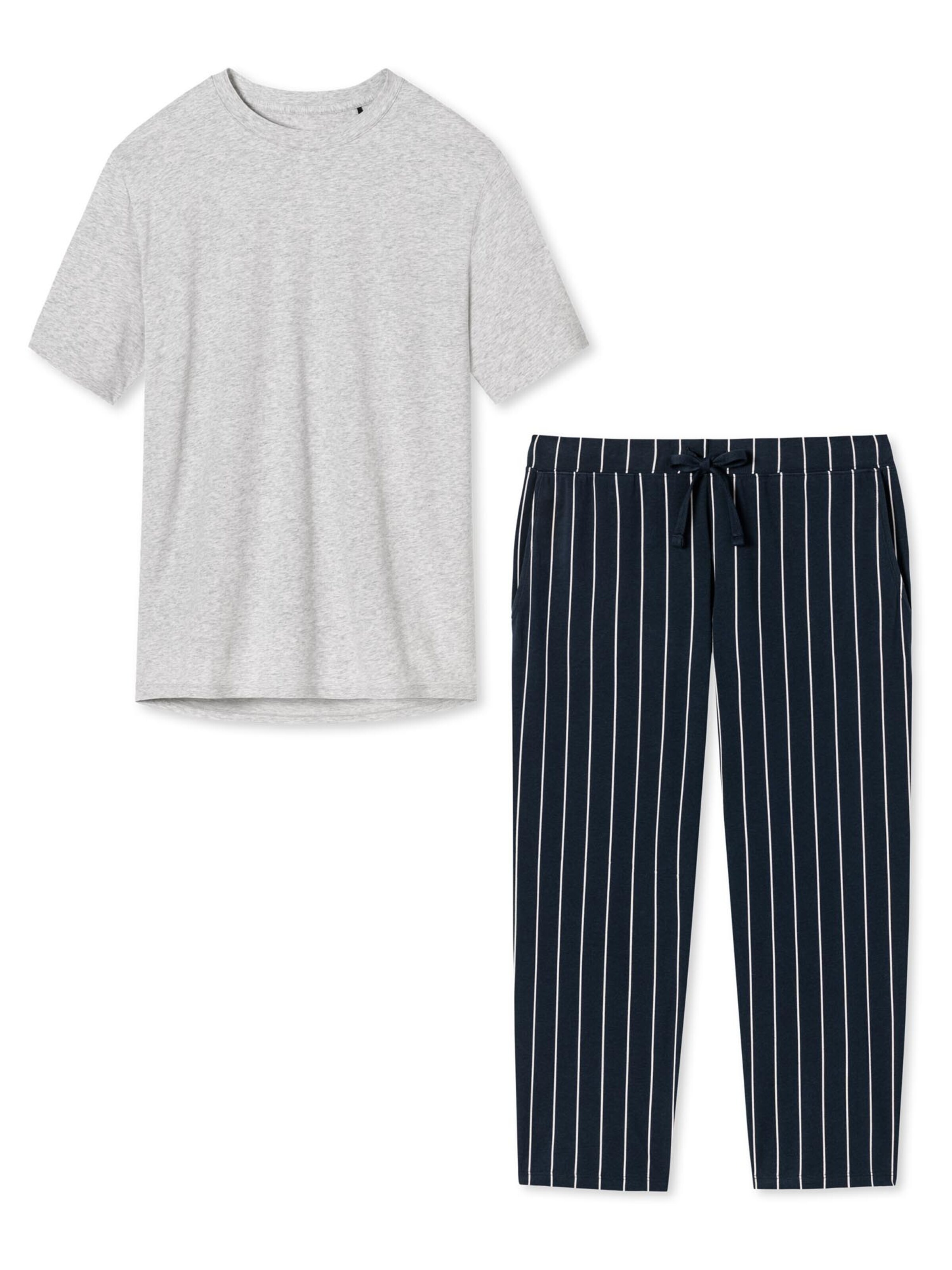 SCHIESSER Pyjama 'Cotton' in Grijs: voorkant