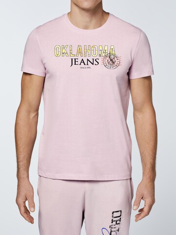 Oklahoma Jeans Shirt ' mit Label-Print im City-Map-Look ' in Pink