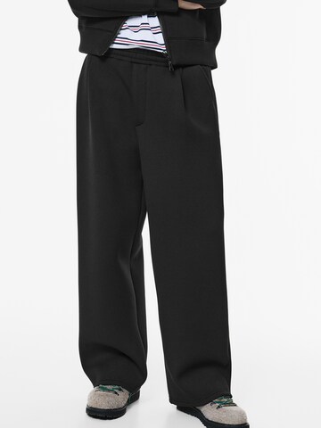 Pull&Bear Baggy Veckad byxa i svart: framsida