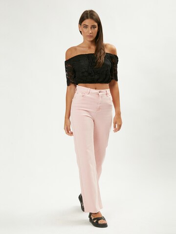 Influencer Wide leg Jeans in Roze