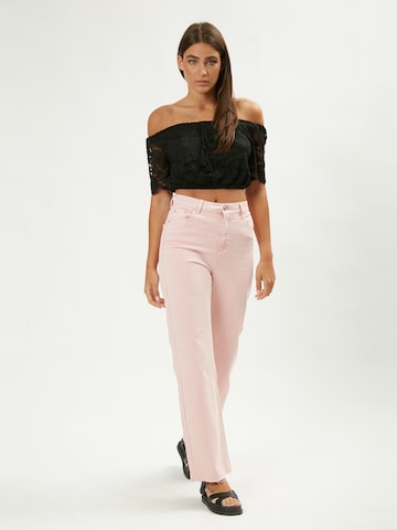 Influencer Wide leg Jeans i rosa