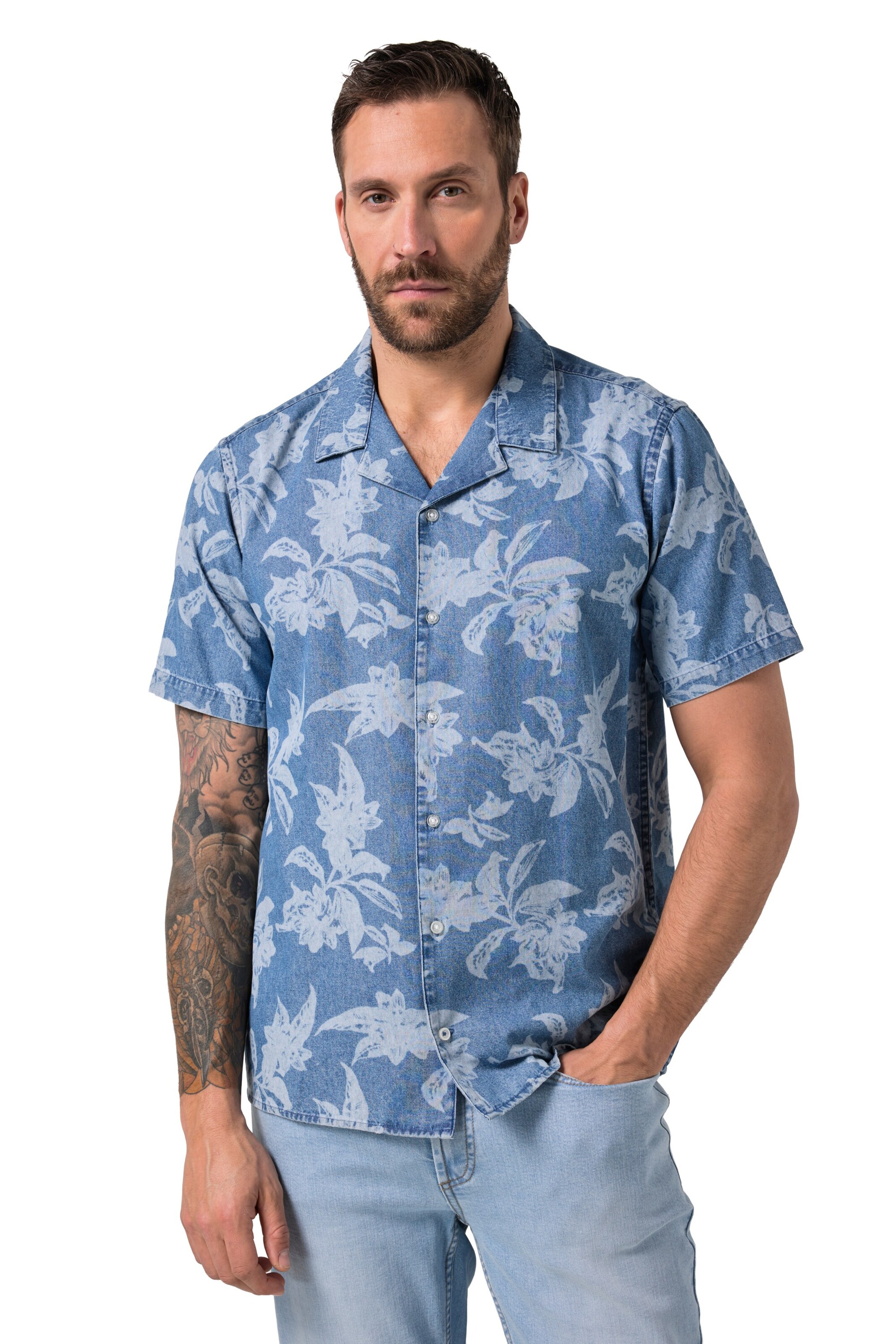 JP1880 Regular Fit Hemd in Blau: Vorderseite
