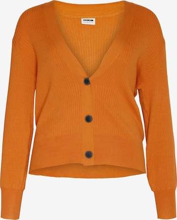 Noisy May Curve Knit Cardigan 'Ship' in Orange: front