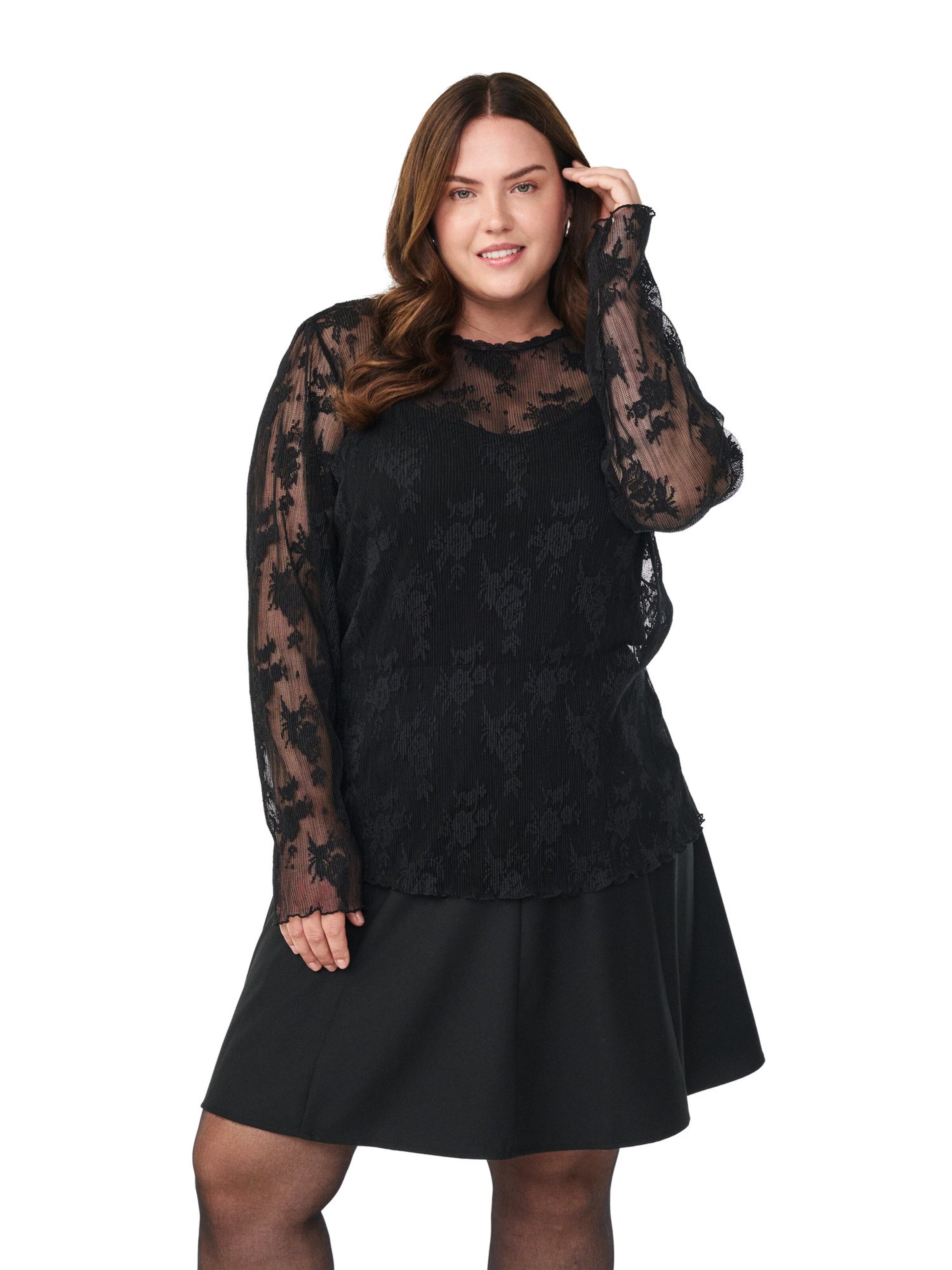 Zizzi Bluse 'Erosa' i sort: forside