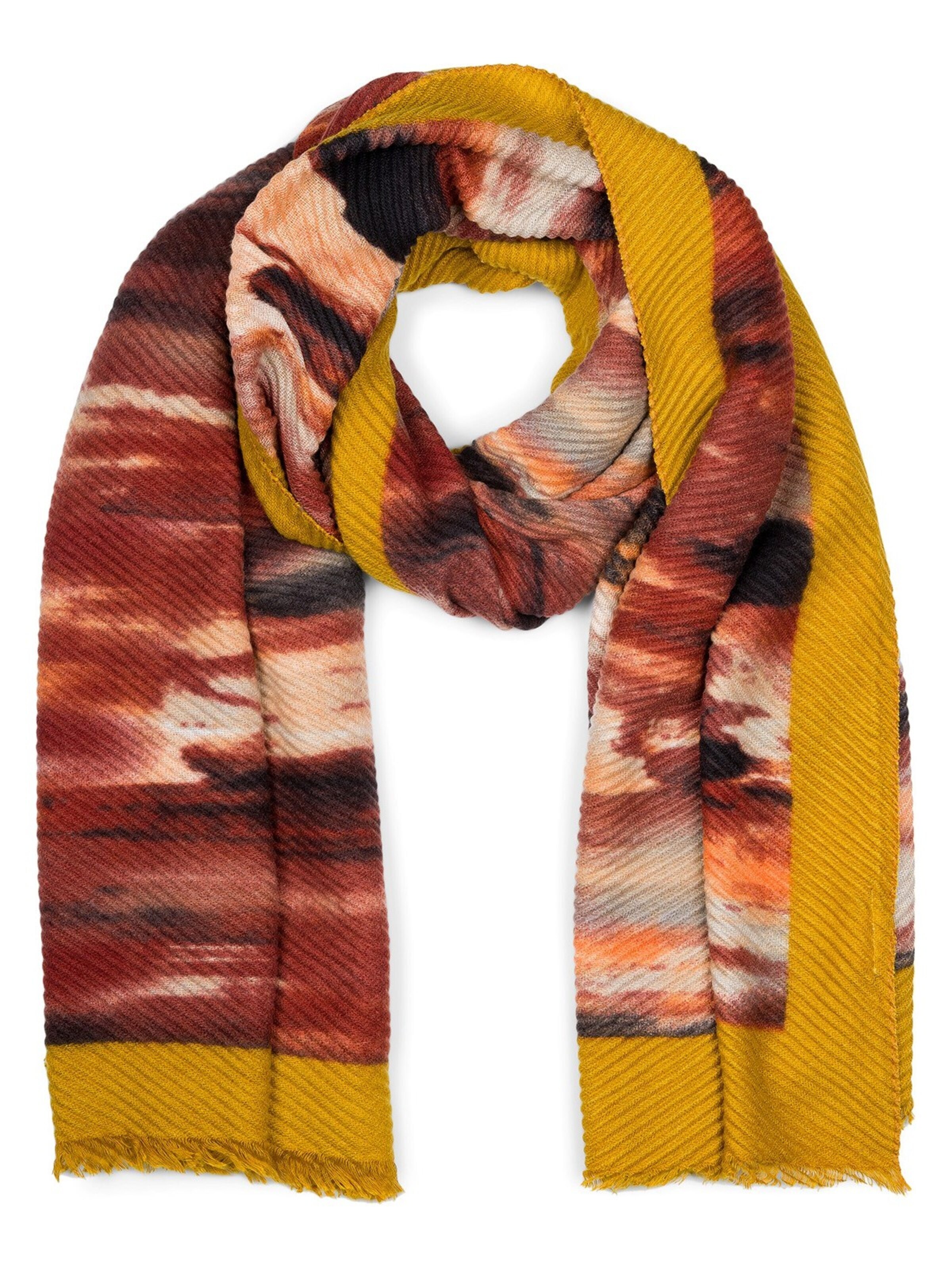 styleBREAKER Schal 'Plissierter Schal mit Pinselstrich Muster'‌‌‌‌‌‌ in One Size in curry, Produktansicht