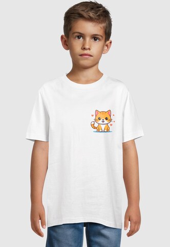 Merchcode T-Shirt 'Cute Cat' in Weiß: Vorderseite