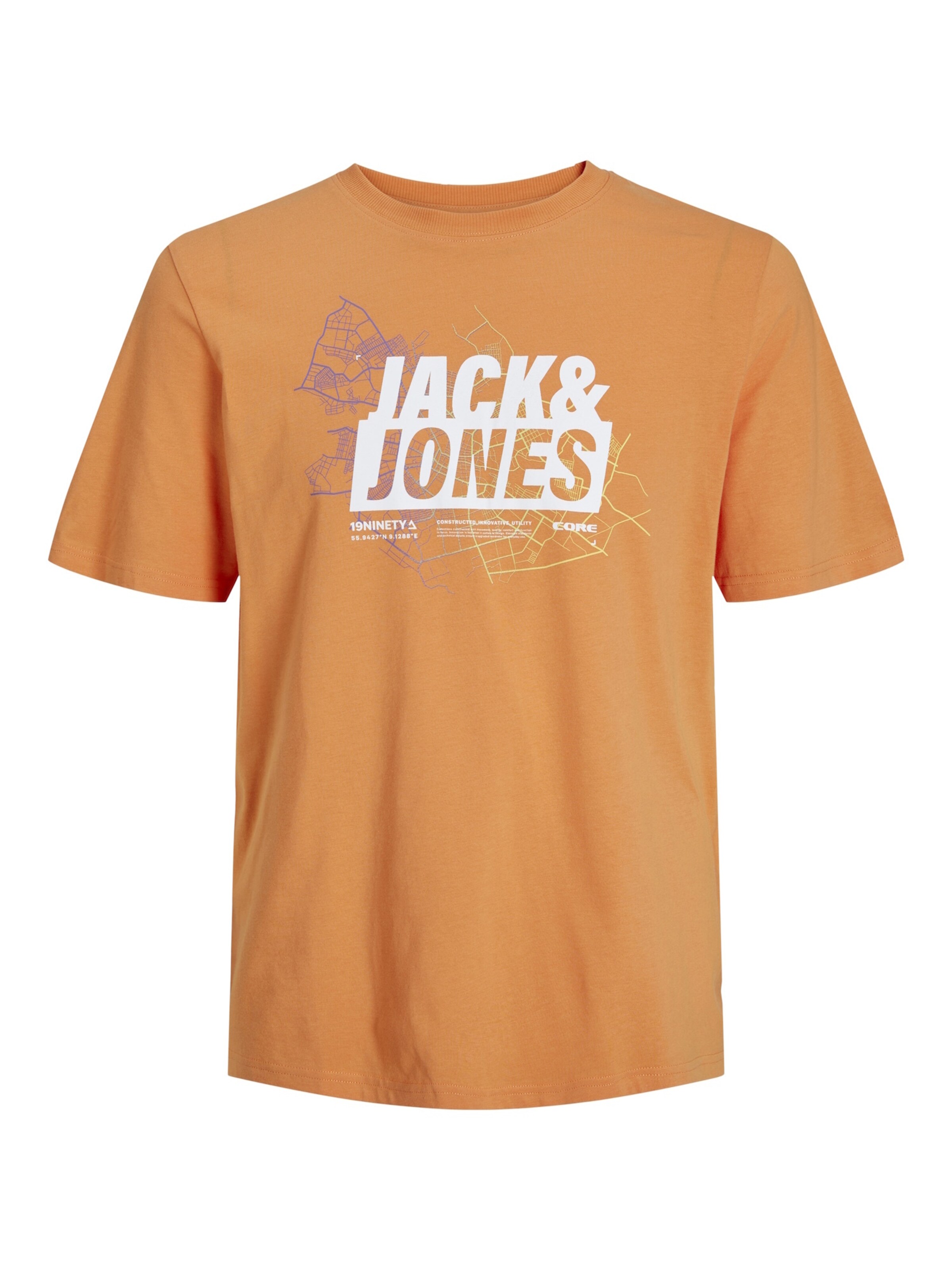 JACK & JONES Shirt 'Map' in Orange: front