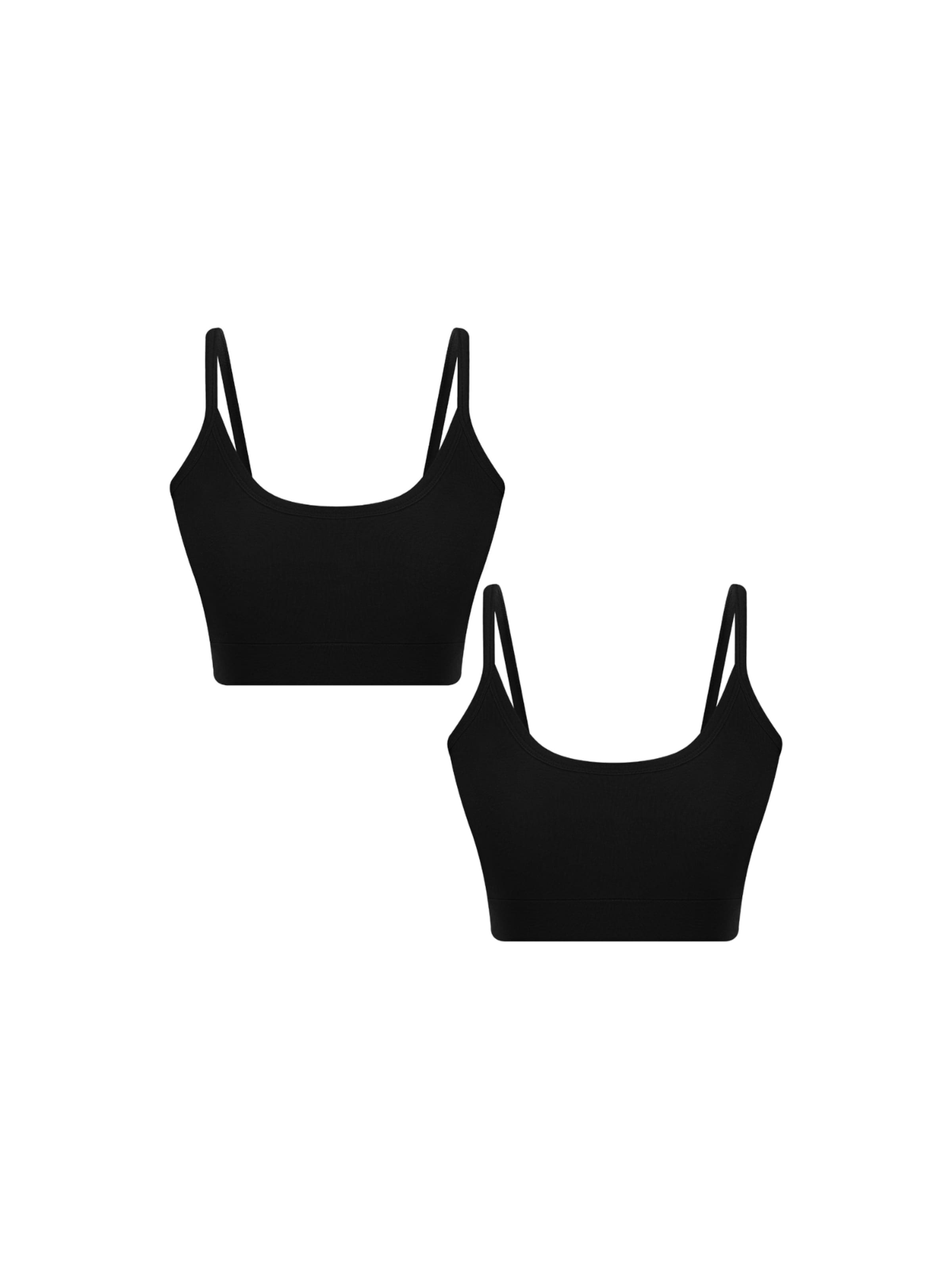 Albero Natur Klassisch BH 'Bio-Baumwoll-Bustier - 2er Pack'‌‌‌ in Schwarz: Vorderseite