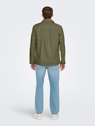 Only & Sons Comfort fit Between-season jacket 'ONSLEDGER' in Green