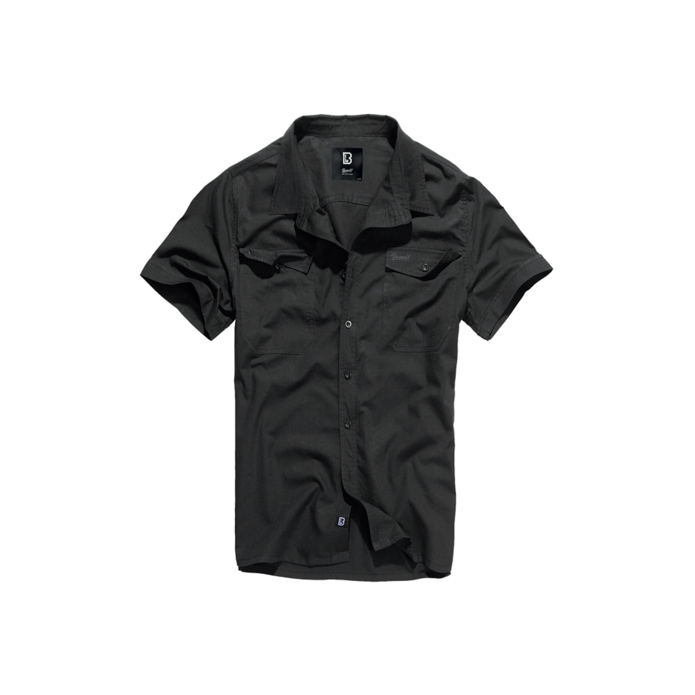 Brandit Regular fit Button Up Shirt 'Roadstar' in Black: front