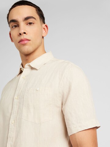 KnowledgeCotton Apparel Regular fit Button Up Shirt in Beige
