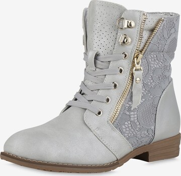 Van Hill Schnürstiefelette ' Paisley ' in Silber: Vorderseite