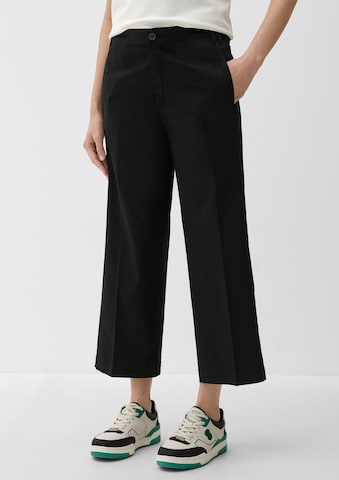 s.Oliver Wide Leg Bügelfaltenhose in Schwarz: Vorderseite