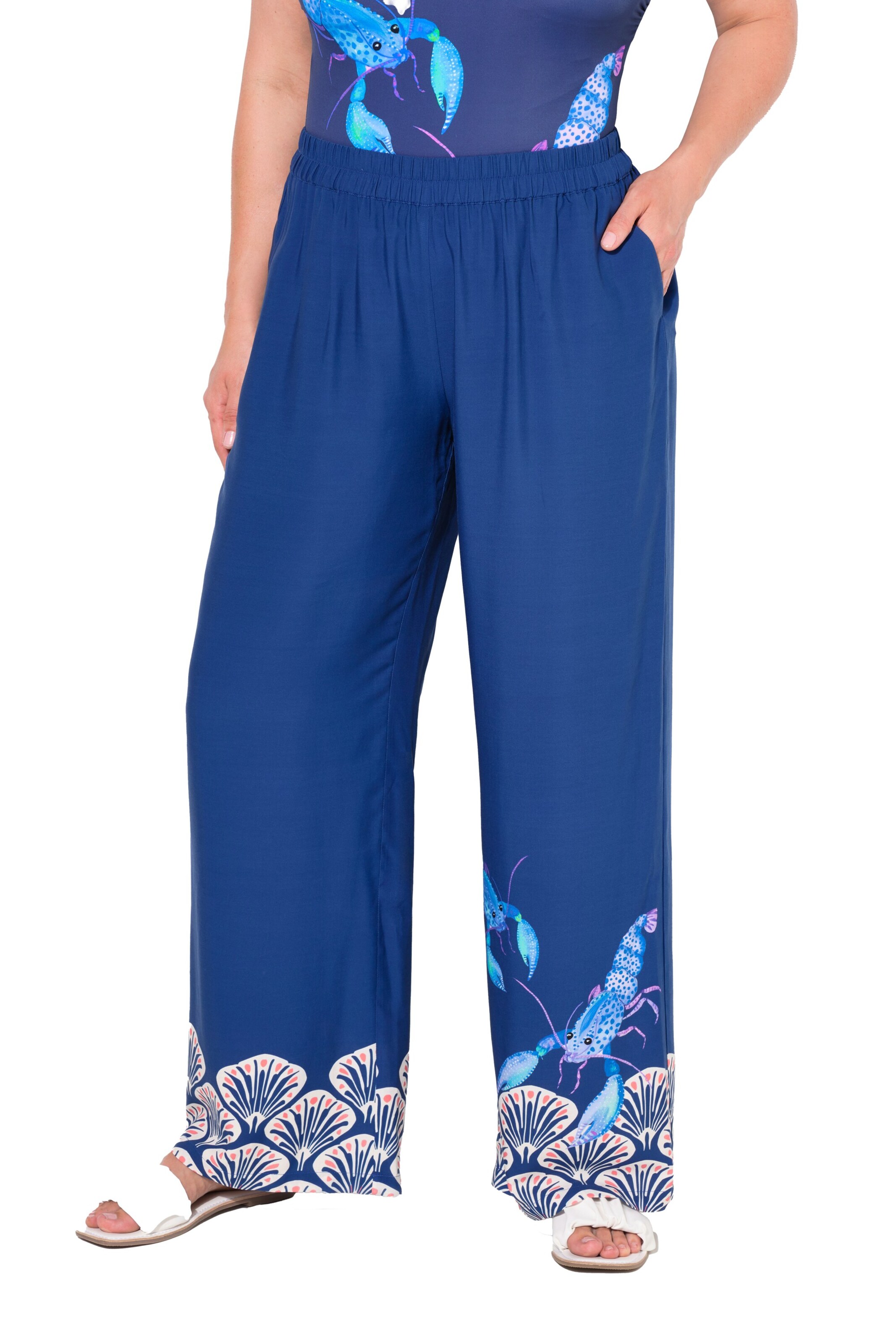 Ulla Popken Wide leg Pants in Blue: front