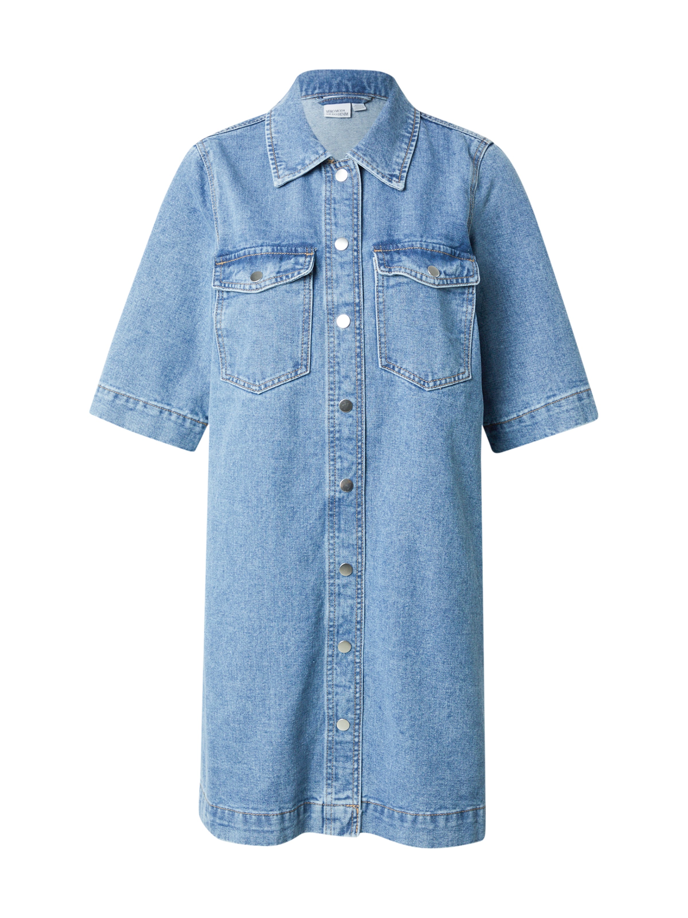 VERO MODA - Vestido camisero en azul: frente