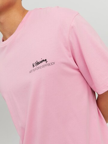 JACK & JONES T-shirt 'KEITH HARDING' i rosa