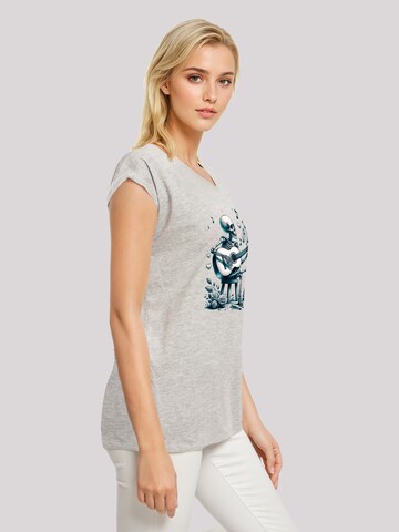 F4NT4STIC T-Shirt 'Skelett spielt Gitarre, Musik, Liebe' in Grau