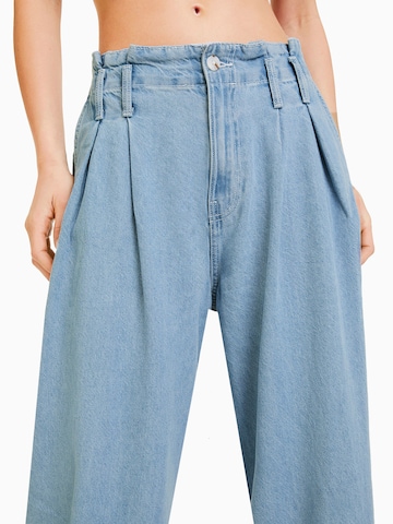 Wide leg Jeans de la Bershka pe albastru