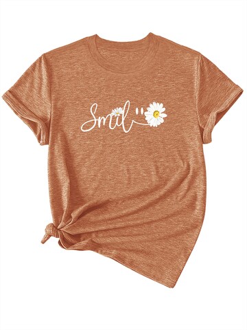 GORHEY Shirt 'Women's Summer Short-Sleeve Shirt with Daisys Tees' in Brown: front