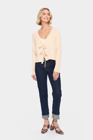 SAINT TROPEZ Gebreid vest 'Dagny' in Beige