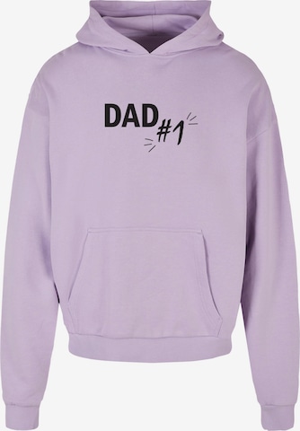 Sweat-shirt 'Fathers Day - Dad Number 1' Merchcode en violet : devant
