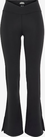 FAYN SPORTS Flared Workout Pants in Black: front