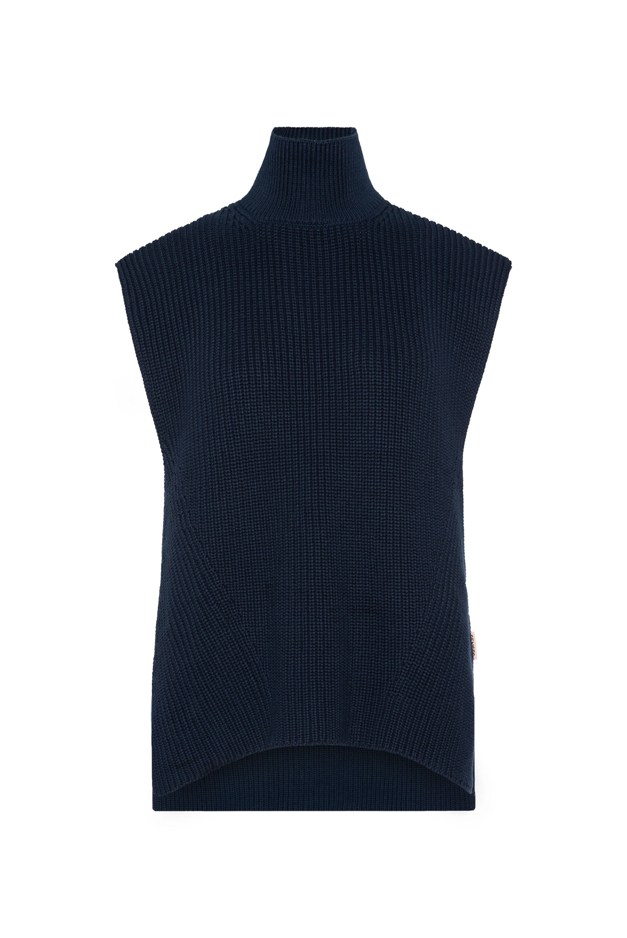 SENSES.THE LABEL Pullunder in Rippstrick mit Stehkragen in Blau: Vorderseite