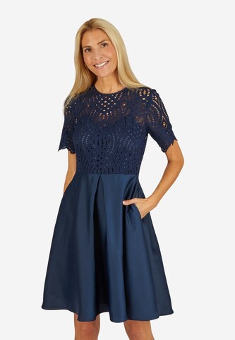 Robe de cocktail KLEO en bleu : devant