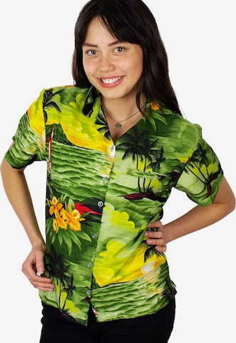 Camicia da donna 'Surf' di King Kameha in verde: frontale