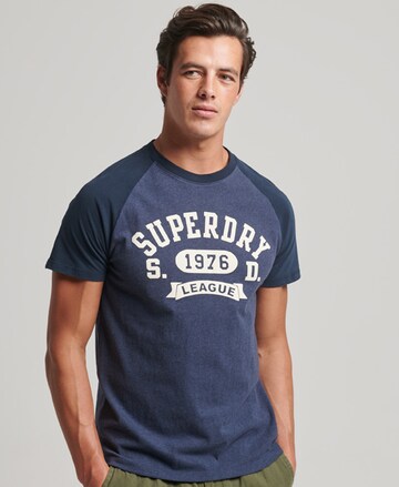T-Shirt 'Vintage Athletic' Superdry en bleu : devant