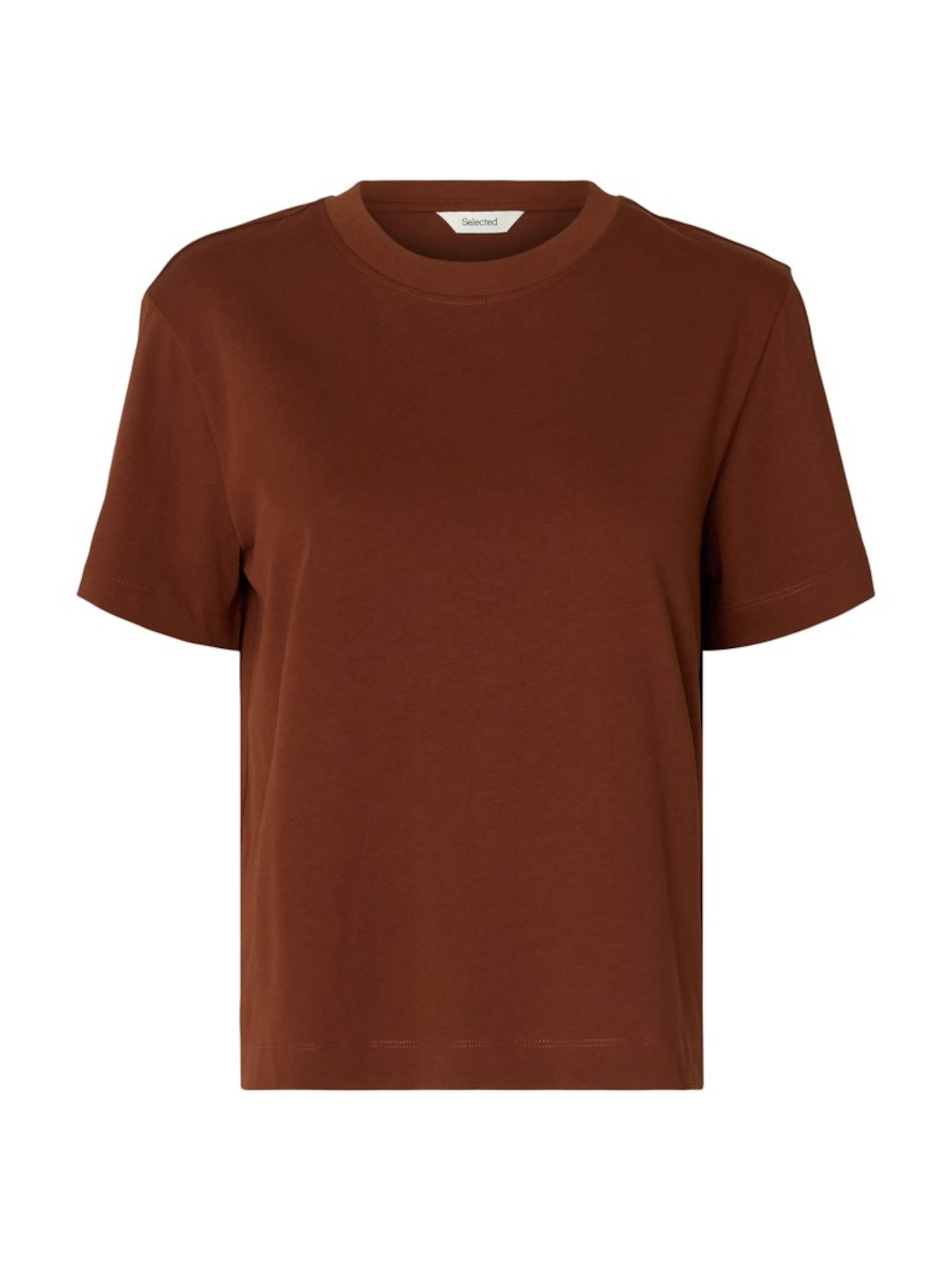 SELECTED - Camiseta 'SLFEssential' en marrón: frente