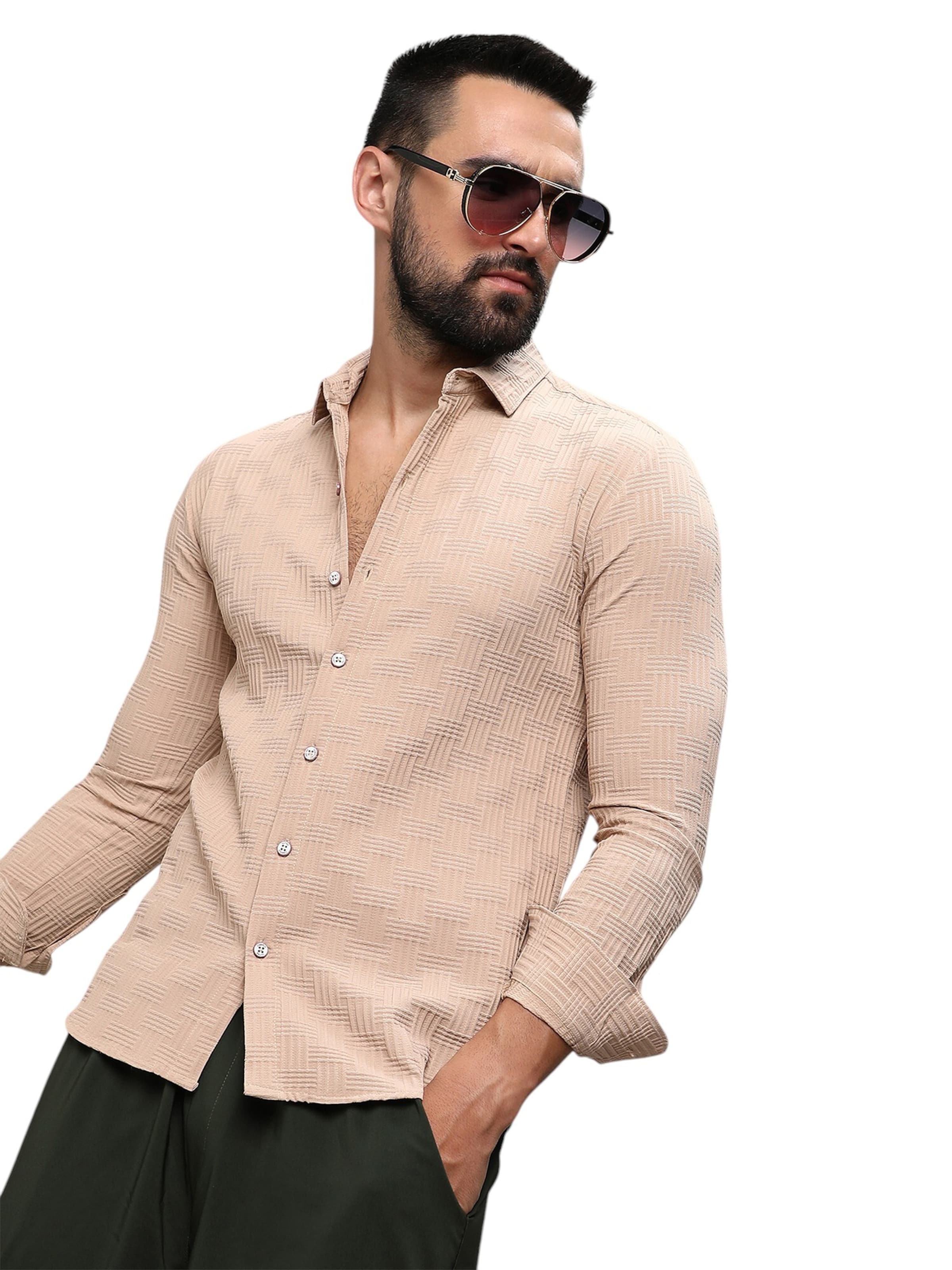 Coupe regular Chemise 'Suse' Campus Sutra en beige