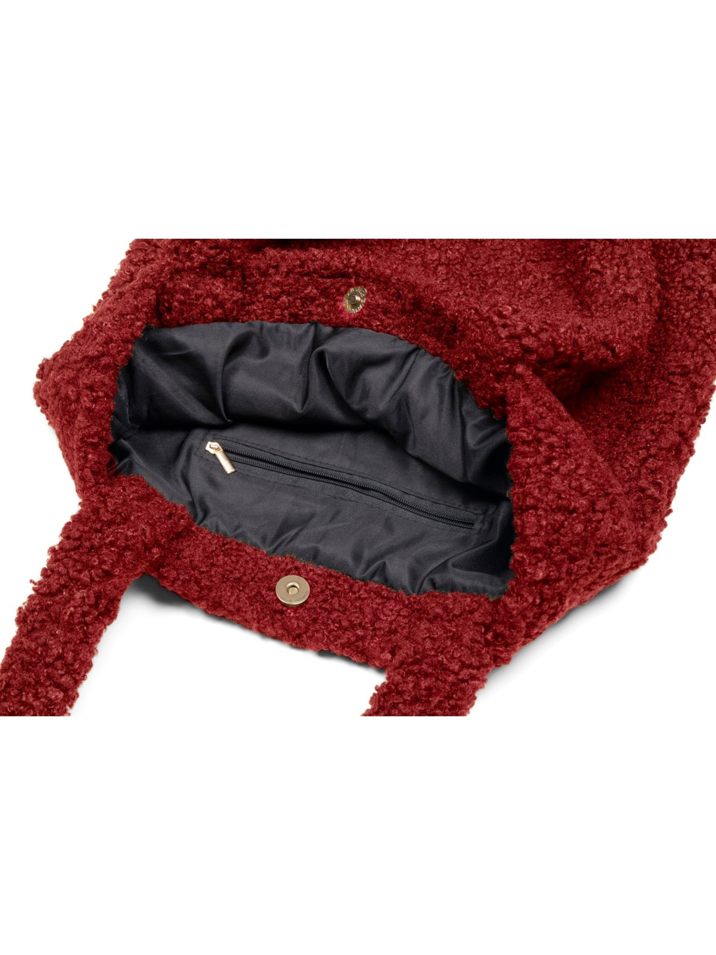 styleBREAKER Schultertasche 'Teddyfell Beuteltasche'‌‌‌‌‌‌ in Rot