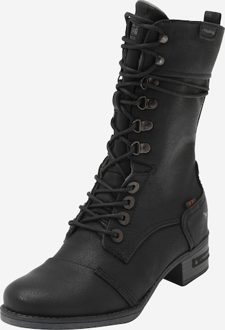 MUSTANG Lace-Up Ankle Boots in Black: front