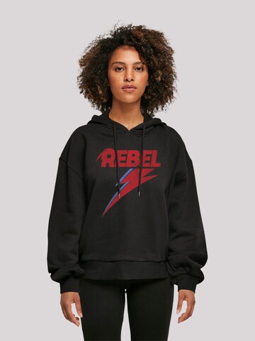 F4NT4STIC Sweatshirt 'David Bowie Distressed Rebel' in Zwart: voorkant
